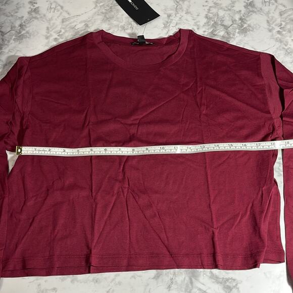 FASHION NOVA Leslie Long Sleeve Cropped Tee in Wine Size Medium - Picture 5 of 11